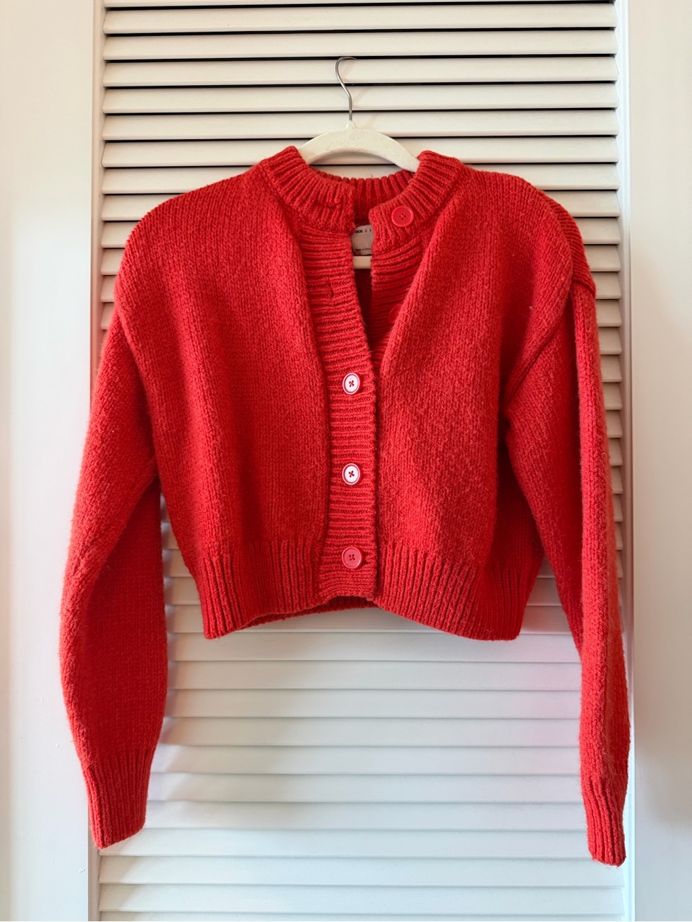 ASOS Red Cropped Button-Front Cardigan